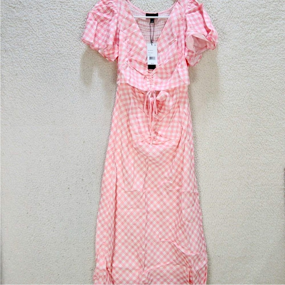 NWT Lucy Paris Gingham Cut-Out Midi Dress